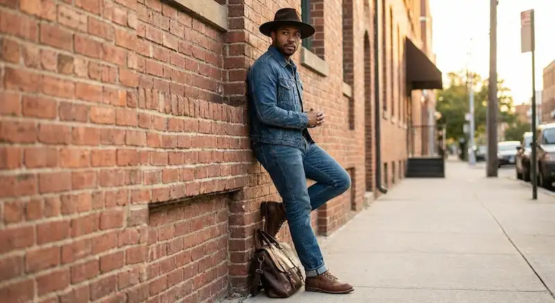 استایل دنیم ست Denim Set با کلاه لبه دار