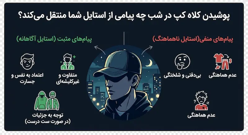 پوشیدن کلاه کپ در شب چه پیامی از استایل شما منتقل می کند؟