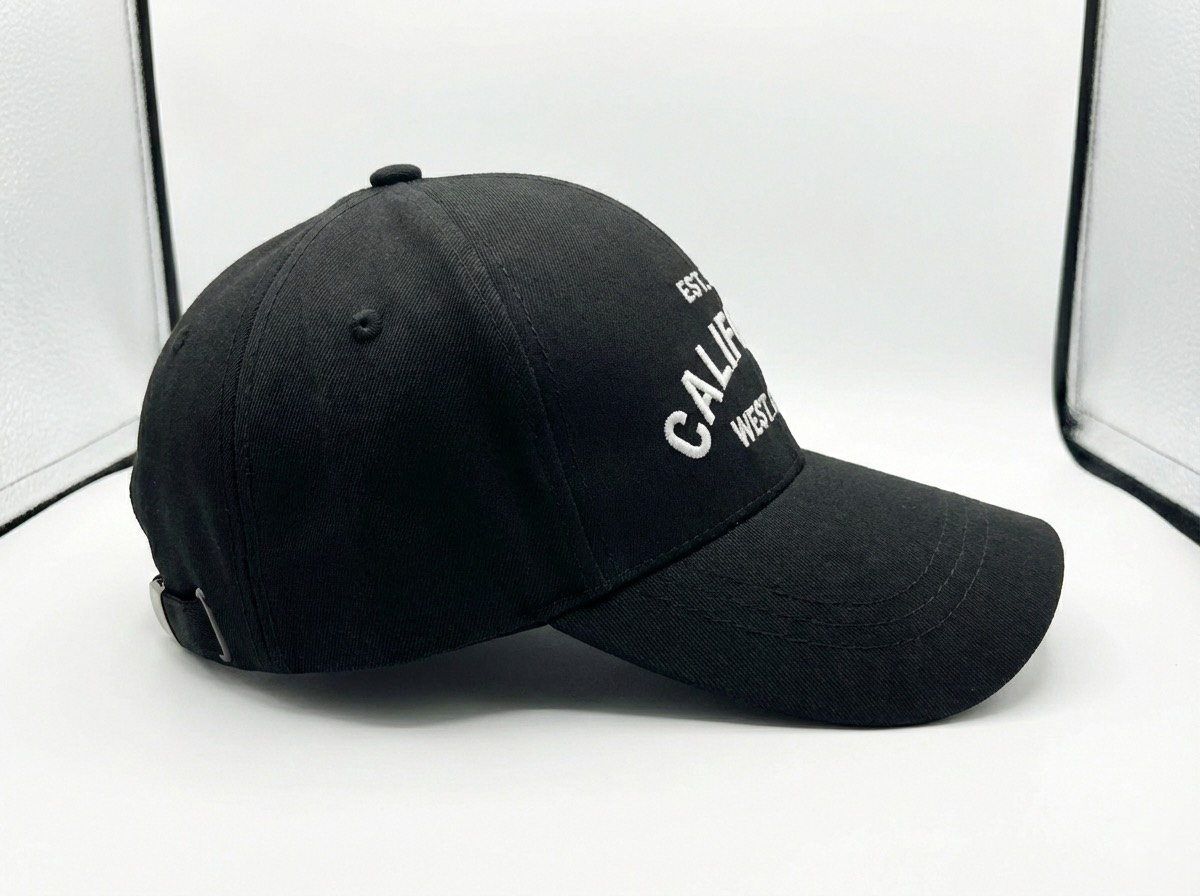 کلاه کتان CALIFORNIA مشکی (مدل k1002) از بغل