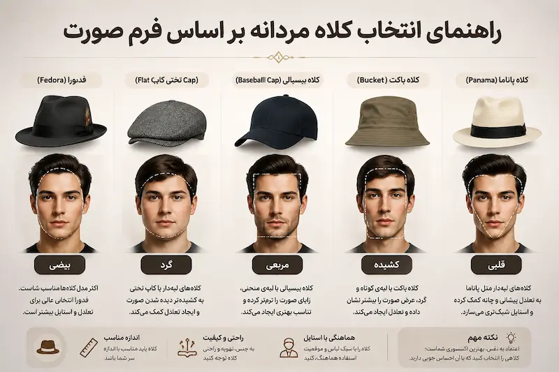 انتخاب کلاه مردانه بر اساس فرم صورت