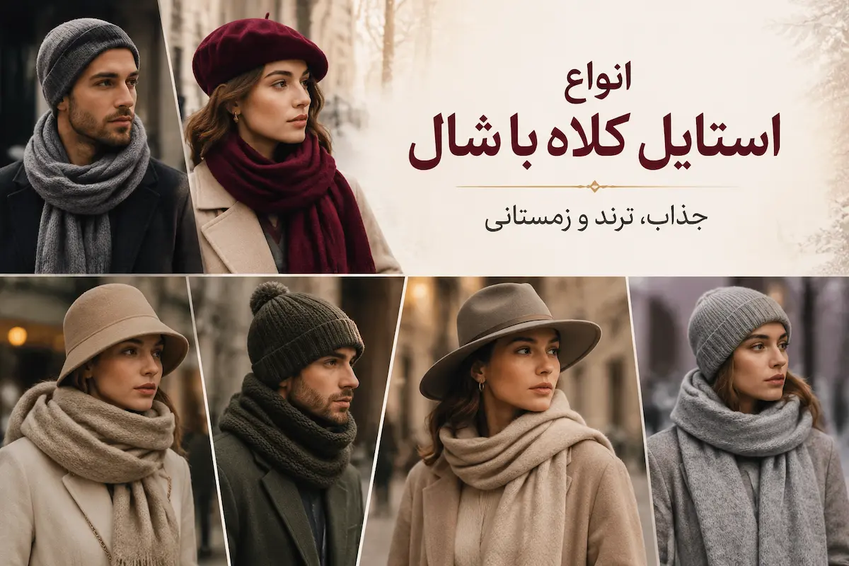 انواع استایل کلاه با شال جذاب و ترند + عکس